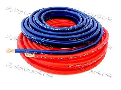 100 Ft Total 8 Gauge AWG 50' RED / 50' BLUE Power Ground Wire Sky High • $39.95