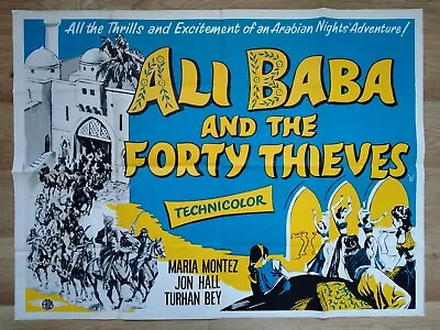 ALI BABA AND THE 40 THIEVES (1943RR1960s) Rare Original UK Quad Poster • £50