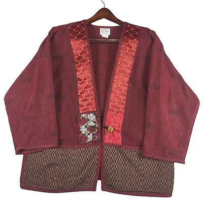 Veranda Wear Jacket Womens Large Oversized Artsy Boho Lagenlook Embroidered • $47.45