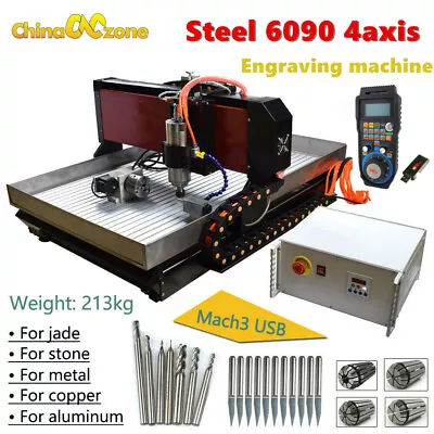 Steel CNC 6090 4Axis 2200W Router Engraving Machine Linear Guide Metal Copper • $5099