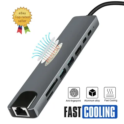 $31.99 • Buy 8in1 USB-C 3.1 To Type-C USB 3.0 Hub HDMI RJ45 Ethernet Micro SD TF OTG Adapter