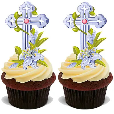 30 PREMIUM EASTER STAND UP EDIBLE RICE CARD FLAT Cup Cake Toppers Decorations D9 • £6.87