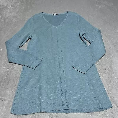 J Jill Sweater Womens Medium Blue V Neck Long Sleeve Tunic Cotton Blend • $19.95