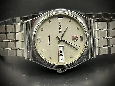 Vintage Rado Voyager Grey Diamond Dial Automatic Gents Watch 35mm Swiss Made • £165