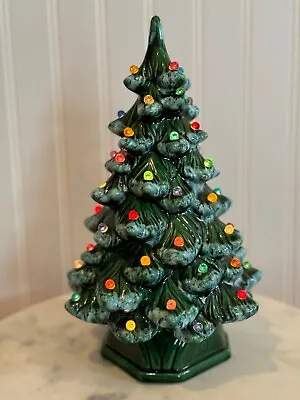 Vintage Christmas Flocked 12  Ceramic Tree Lighted - Missing 2 Bulbs • $79.99