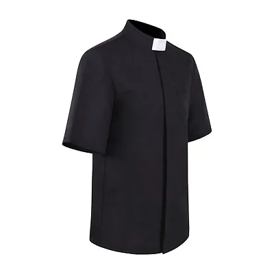 Mens Cospaly Pastor Minister Preacher T-Shirts Priest Clergy Collar Costume Tops • $32.95