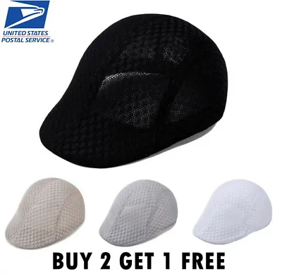 Summer Gatsby Cap Duck Mesh Mens Ivy Hat Golf Driving Sun Flat Cabbie Newsboy • $7.59