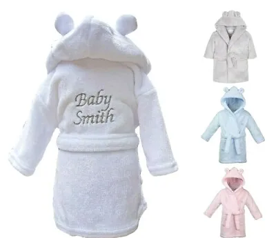 Baby Kids Toddlers Dressing Gown Personalised Embroidered Bath Robe 0-24 Months • £18