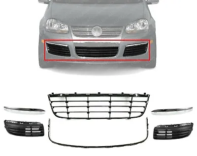 $95.88 • Buy New Front Bumper Grille Assembly Kit + Chrome Trims For 2005-2010 VW Jetta