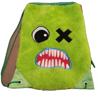 Uglydolls Green Fuzzy Backpack Drawstring Bag Plush Bookbag Ugly Embroidered • $6.80