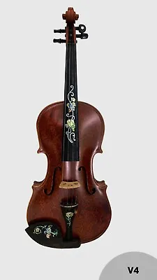 Solid Tiger Maple Handmade Violin Floral Real MOP Inlay Abalone Professional V4 • $950