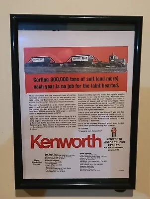 Vintage Original  Kenworth Truck Australia Magazine Advertising Clip A4 Framed • $40