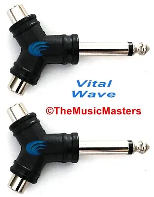 (2) 1/4  Male Mono Plug To Dual RCA Jacks (F) Audio Cable Cord Adapters VWLTW • $8.99