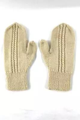 $14 • Buy Women's Handmade Crochet Cable Knit Mittens Tan Chunky Winter Accessory 