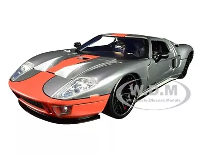 2005 Ford Gt Silver W/stripes 1/24 Diecast Model Car By Jada 31324 • $20.99