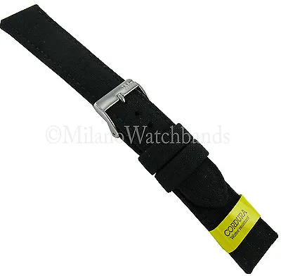 22mm Morellato Padded Stitched Genuine Cordura Canvas Black Watch Band Strap • $25.16