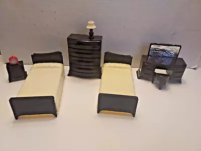 8 Pieces Of BEDROOM FURNITURE - Dollhouse Miniatures - PLASCO & RENWAL • $18.95