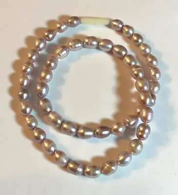 VTG Freshwater Pearl Necklace Lavender Baroque Circle' Strand 9.5x7.5mm 17  4954 • $11.98