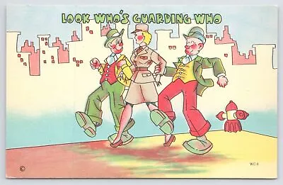 Military Comic~WWII WAC~w/2 Civilians~Look Who's Guarding Who~Vintage Linen PC • $3