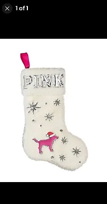 Victoria's Secret PINK Dottie Clause White Sherpa Christmas Holiday Stocking New • $26.25