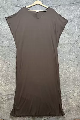 J Jill Dress Womens Large Brown Midi Maxi Slits Dolman Easy Pullover Casual • $22.49