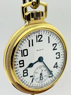 WOW 1927 Elgin 16S 21J Gr 478 BW Raymond Railroad Mainliner Display Pocket Watch • $249