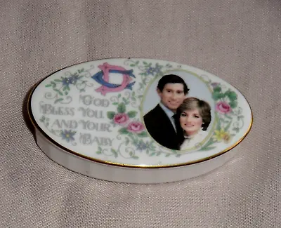 1982 Coalport Birth Prince William Trinket Pot Princess Diana & Prince Charles • £5