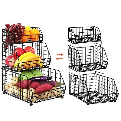 3 Tier Fruit And Vegetable Basket Wall-Mounted & Countertop Organizer For Pot... • $42.58