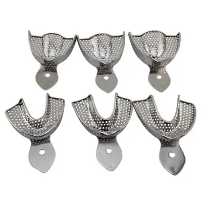 Dental Autoclavable Metal Impression Trays Perforated Stainless Steel S M L 6 Pc • $15.83