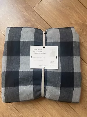 Bnwt Ex Zara Home Grey Check Flannel Duvet Cover Rrp £69.99 1184/088/400 • £19.99