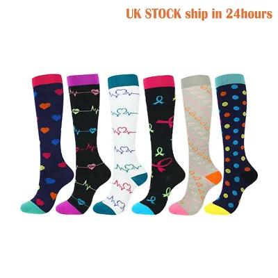 Compression Socks Medical Nursing For Women Men Travel Crossfit Gift S-XL • £4.49