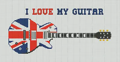 Union Jack Electric Guitar Counted Cross Stitch Sampler Kit 9.5  X16.5  11ct • £16.24