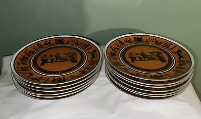VTG Set Of 13 Metaxa Manto Brown Greek Liqueur Zodiac Dinner Plates 10 1/4  RARE • $45
