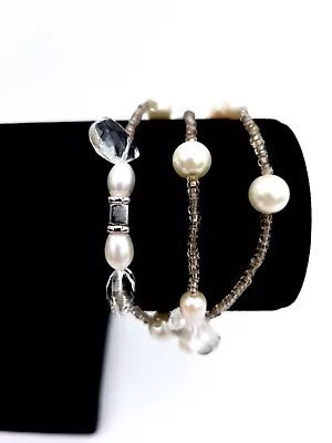 Mary Kay Pearl Bracelet Multi Strand Crystals & Acrylic Seed Beads Silver Tone  • $24.99