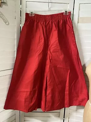 Vintage 80s Cabin Creek Women’s Pull On Red Culottes Pants Elastic Waist 12P USA • $12