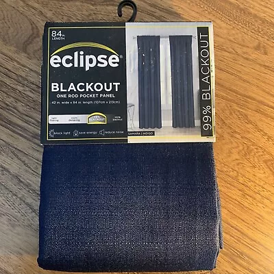 NEW ONE Eclipse Blackout Rod Pocket Panel Curtain Drape 42 X84  Indigo Blue • $20.99