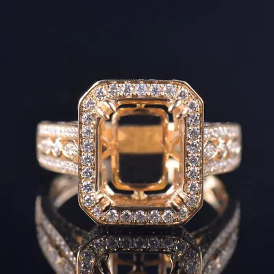 Luxury Emerald Cut 11x9MM Setting 14K Yellow Gold Natural Diamond Women Her Ring • $1050