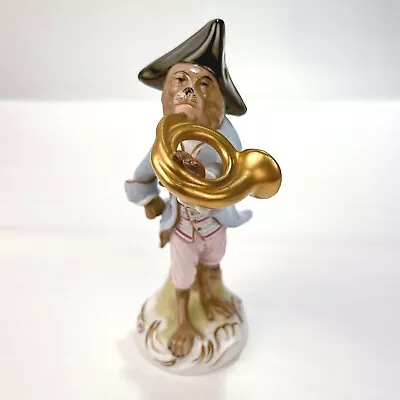 Vintage Sitzendorf Porcelain Monkey Band French Horn Player Figurine • $295