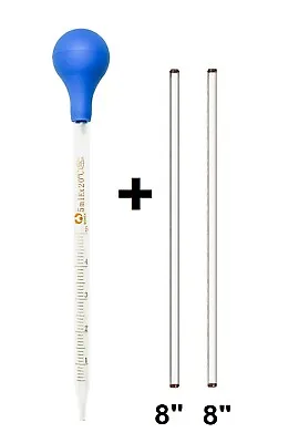 5ml Glass Graduated Dropper Pipette+(2 Pk) 8  Glass Stirring Rod Lab Equipment • $9.99