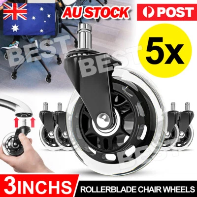 $22.85 • Buy 5PCS Rollerblade Office Desk Chair Wheels Replacement 3  Swivel Rolling Casters