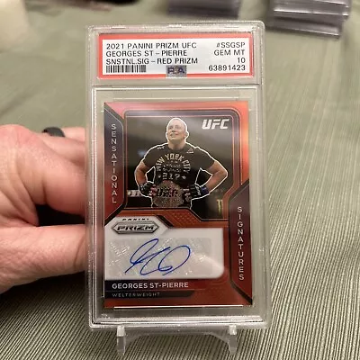 2021 Prizm UFC Sensational Signatures Red Prizm /49 Georges St-Pierre PSA 10  • $135