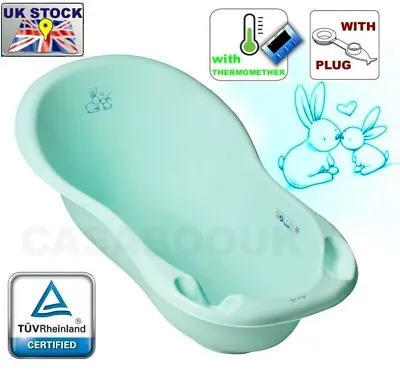 Extra Large Baby Bath Baby Tub 102 Cm With Thermometer And Plug Mint Bunny • £24.99