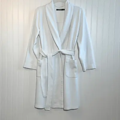 LRL Lauren Ralph Lauren Monogram Bath Robe Woma’s Medium White With Belt Classic • $27