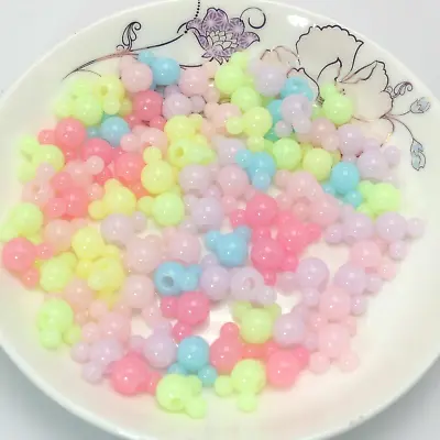 200pcs Mixed Jelly Color Acrylic Mouse Face Beads 10mm Jewelry Making • $3.58