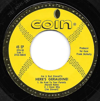 Jim Stewart (16) & Bud Stewart - Here's Geraldine! 0 7  EP Coin EPA-50 Goo • $6.20