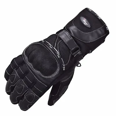 Waterproof Motorcycle Motorbike Touring Bike Gloves Leather/cordura Winter • £15.99