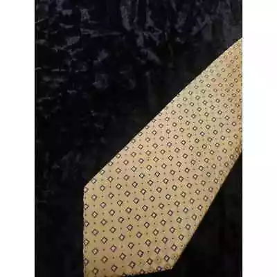 Saddlebred Check Plaid Neck Tie Mens Yellow Blue Silk USA Made Career Wear XL • $19.12