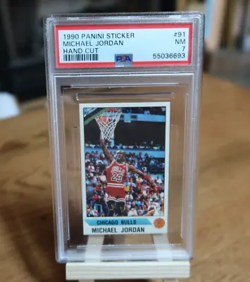 1990 Panini Sticker Hand Cut Michael Jordan #91 PSA 7! • $0.99