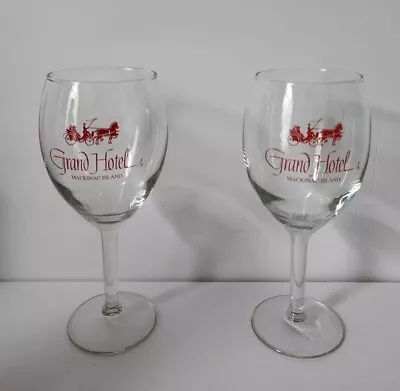 Grand Hotel Mackinac Island Set Of 2 Wine  Glasses Goblets Tall Souvenir Michiga • $49.99