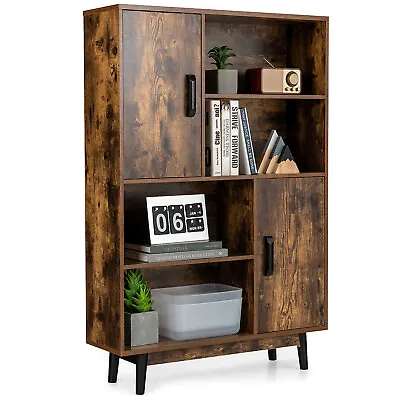£69.99 • Buy Wooden Storage Cabinet 4-Tier Bookshelf Cupboard Tall Sideboard Display Rack